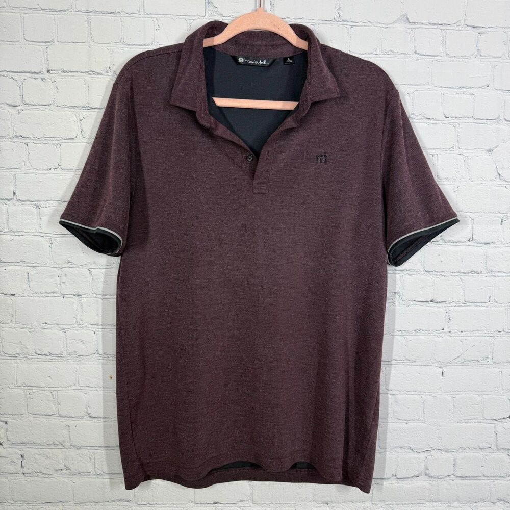 Travis Mathew Polo Shirt Mens Large Athletic Short Sleeve Burgundy Golf Preppy